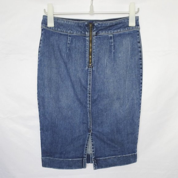 Wilfred Free Aritzia Karolina Blue Denim Stretch Pencil Skirt - Picture 2 of 6